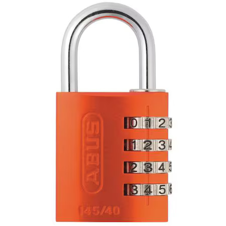Abus 145/40 Orange Combination Padlock, Side, Black/Silver