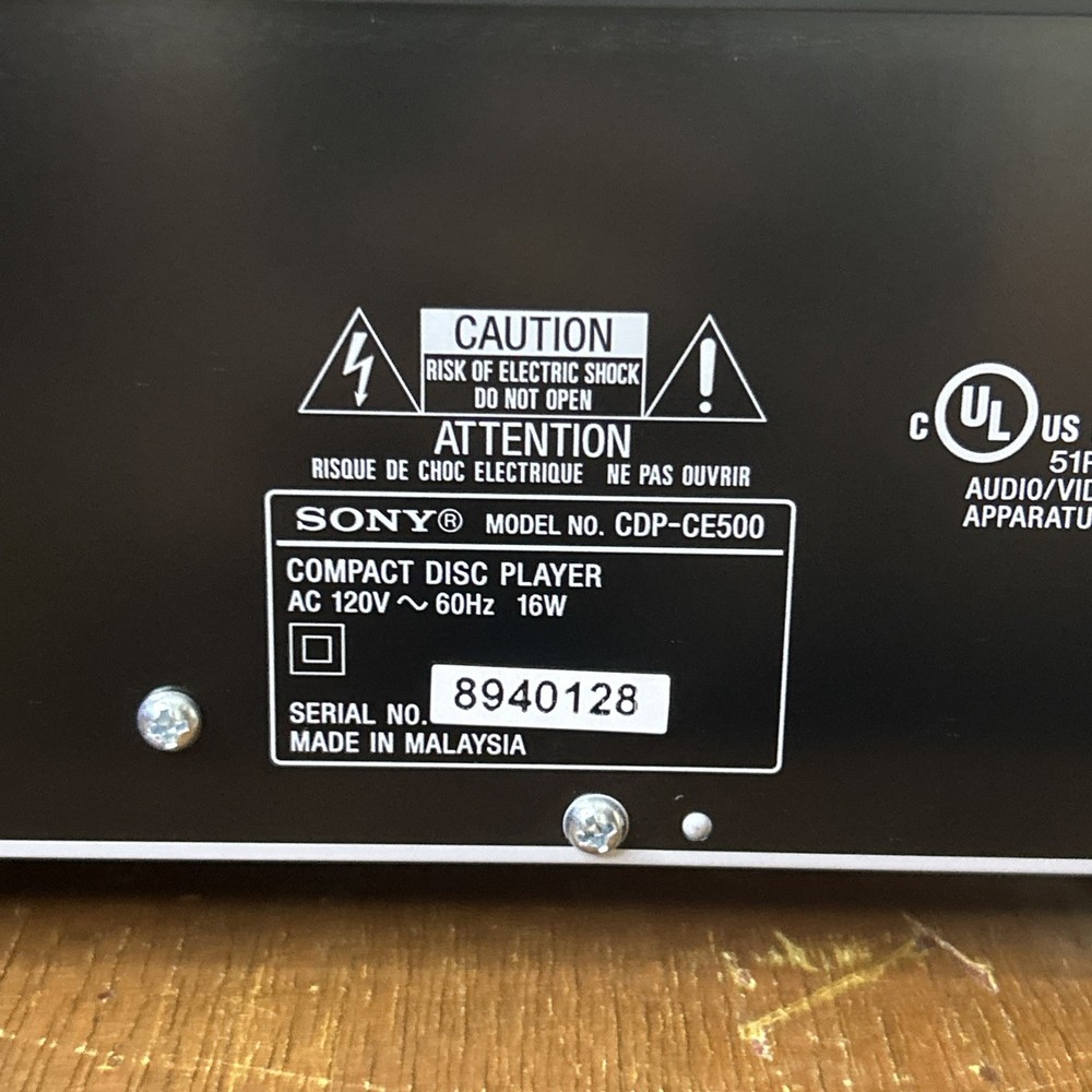 Sony CDP-CE500 5-Disc Compact Disc CD Player Changer W/ Remote