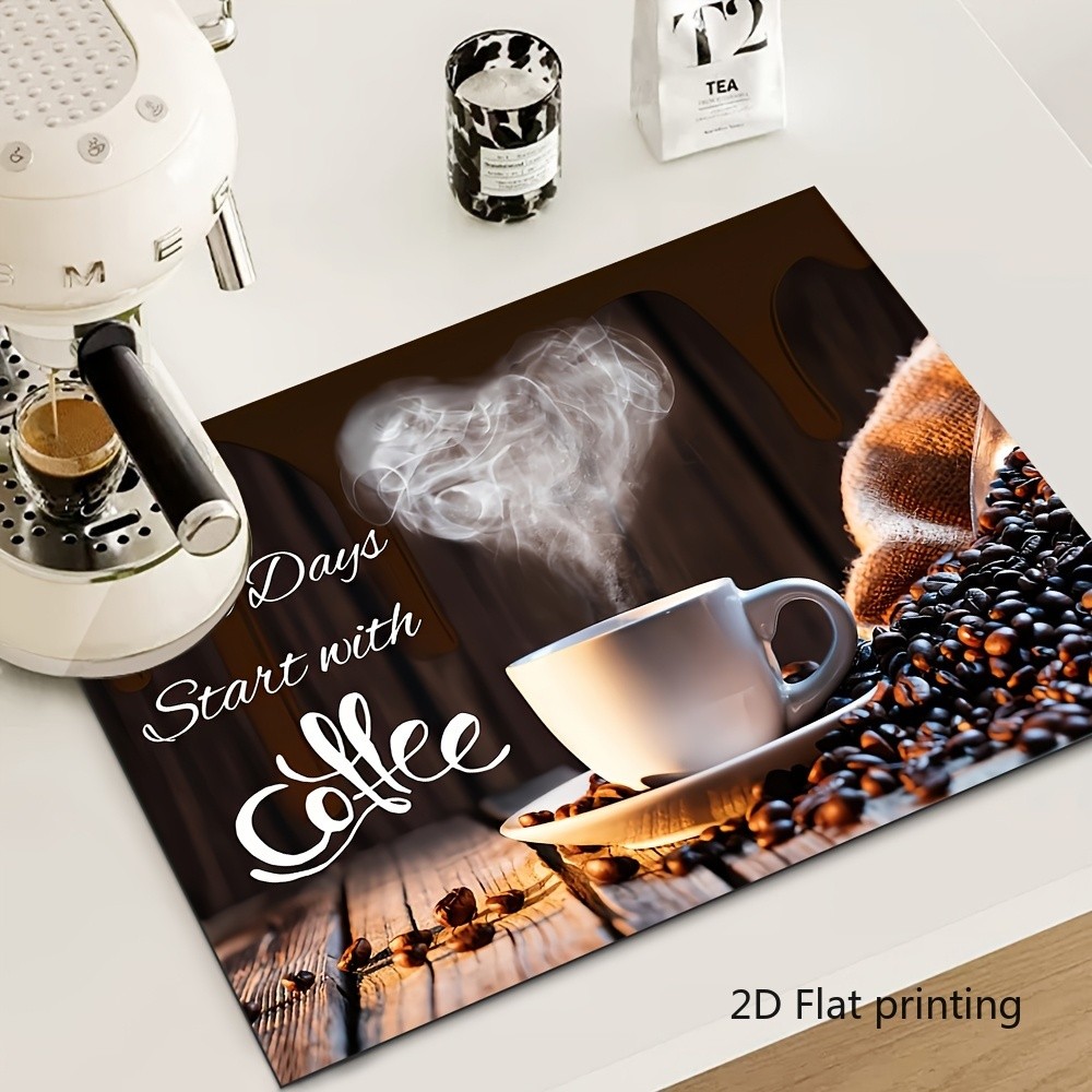 2D Coffee Countertop Pad Kitchen Countertop Dining Table Mat Decoration Gift