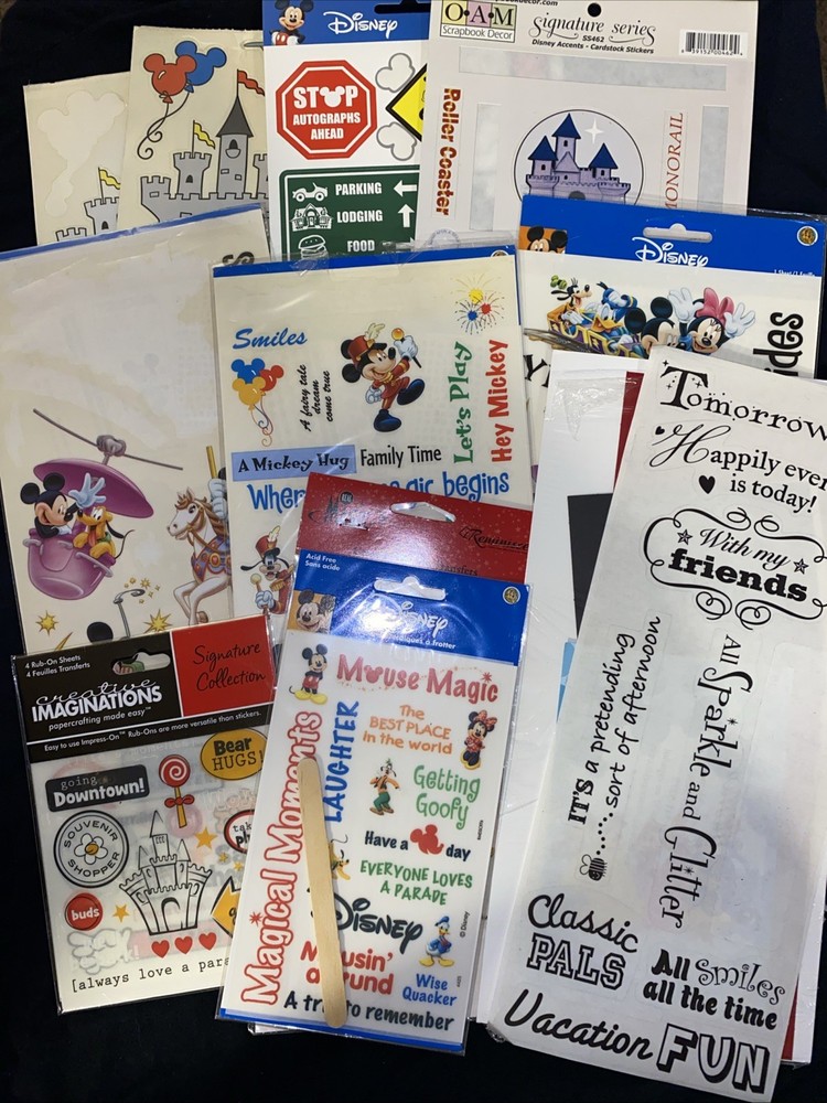 Disney Sticker & Transfer Etc Scrapbook Lot For Crafts