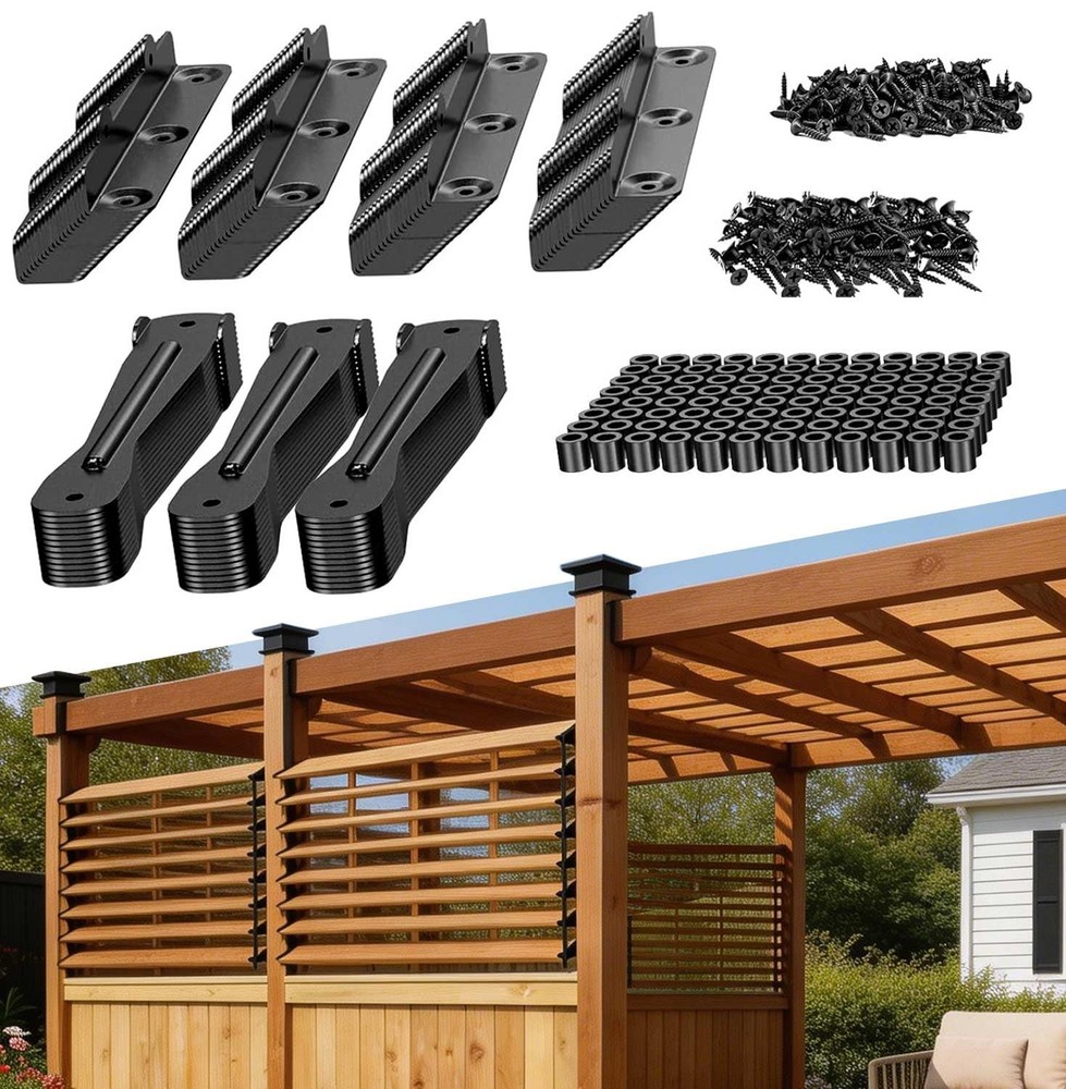 Louver Hardware Kit - Deck Sunblind System Brackets for Adjustable Outdoor Sh...