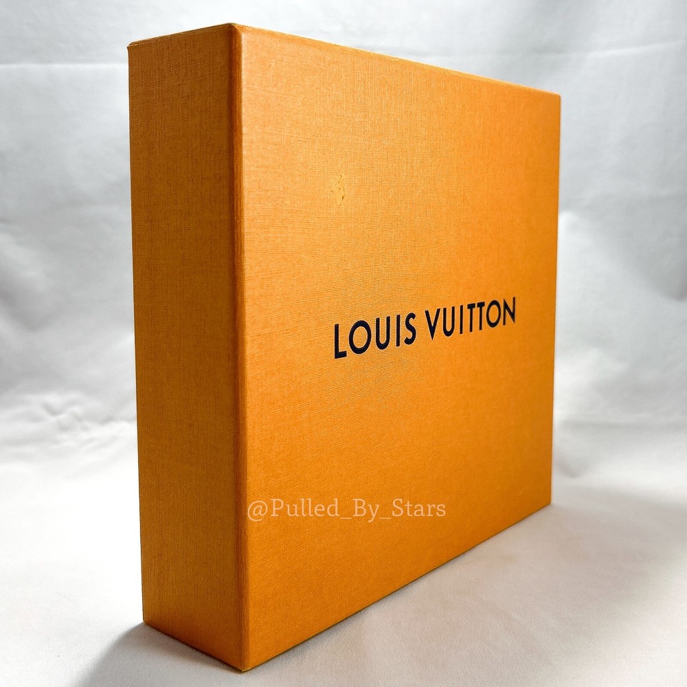 LOUIS VUITTON Medium Orange Pullout Drawer Box (7" x 7" x 2") + Ribbon & Misc.