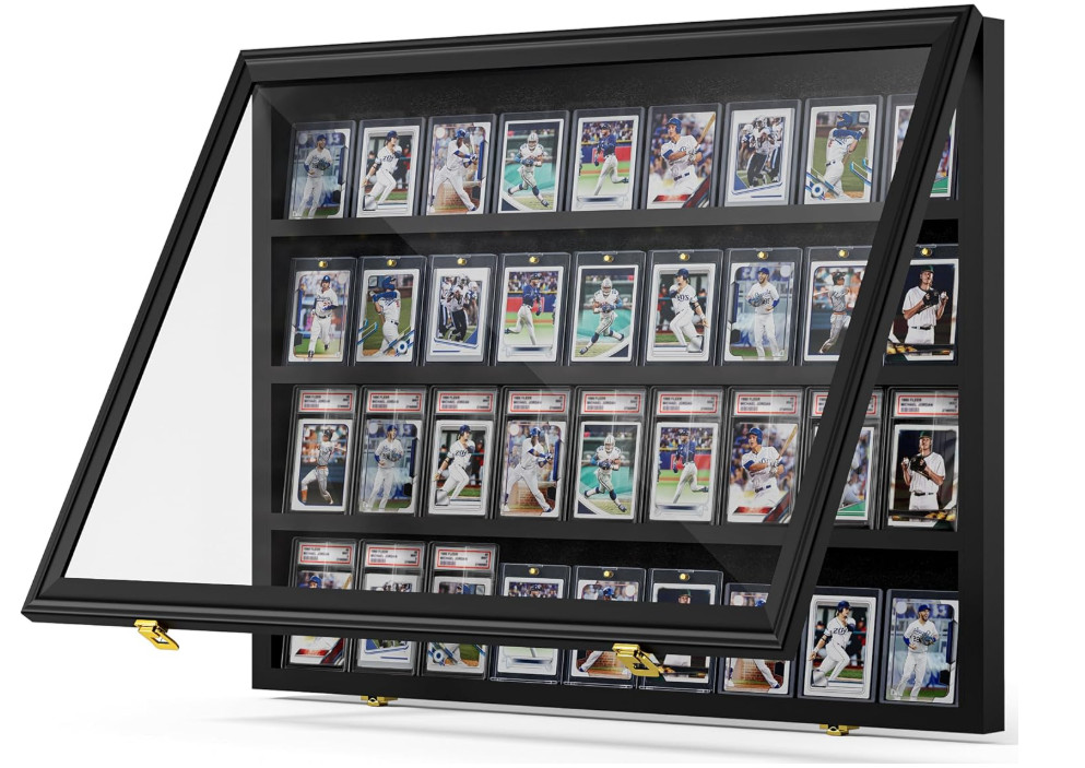 Baseball Card Display Case, 36 Graded Card Display Frame Lockable,Trading Card
