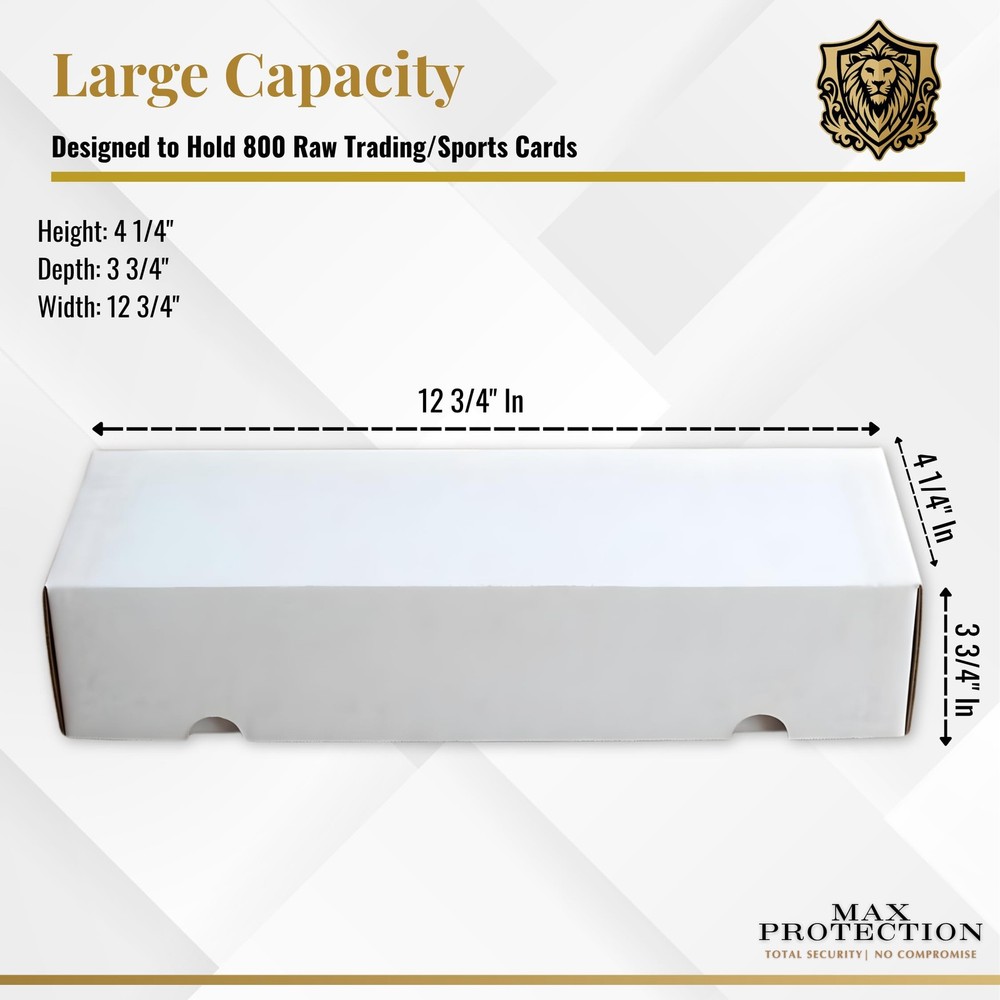 Max Protection 800 Count Card Storage Box - High Capacity, 50 Boxes, White