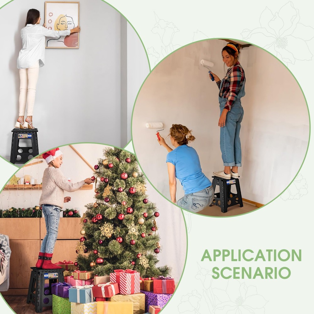 Folding Step Stool Foldable 16 Inch Stools for Adults and KidsPlastic Stools ...