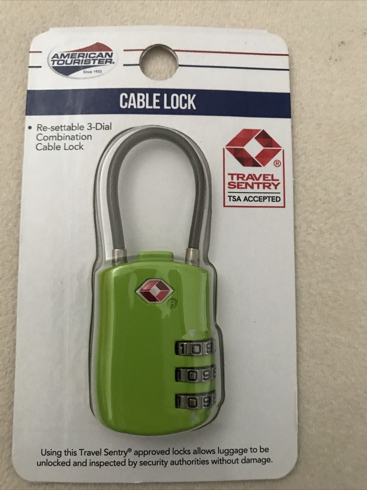 American Tourister Cable Lock - Risky Lime. TSA Accepted.