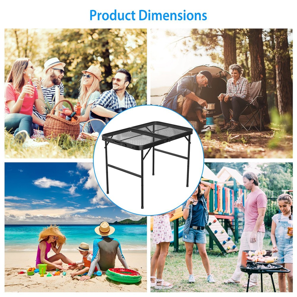 Foldable Camping Table Collapsible Picnic Aluminum Grill Stand Adjustable Table