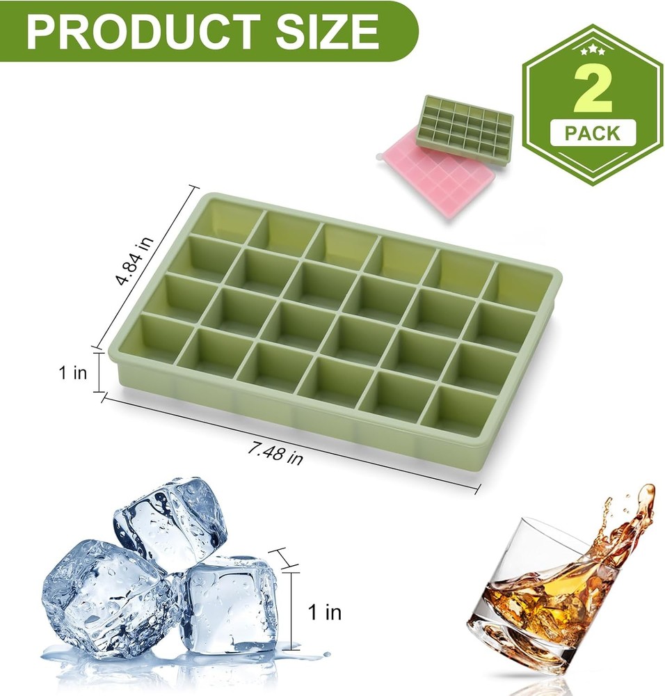 Silicone Ice Cube Tray, Easy Release Flexible Ice Cube Tray with Removable Lid,
