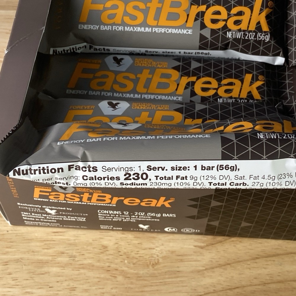 3 Boxes Forever FastBreak Protein Bars Peanut Butter 12-pack meal replacement