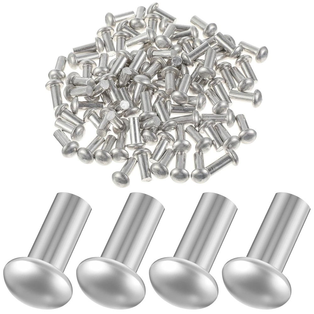 150 Pack 3/16" Diameter x 1/2" Length Solid Aluminum Brazier Head Rivets
