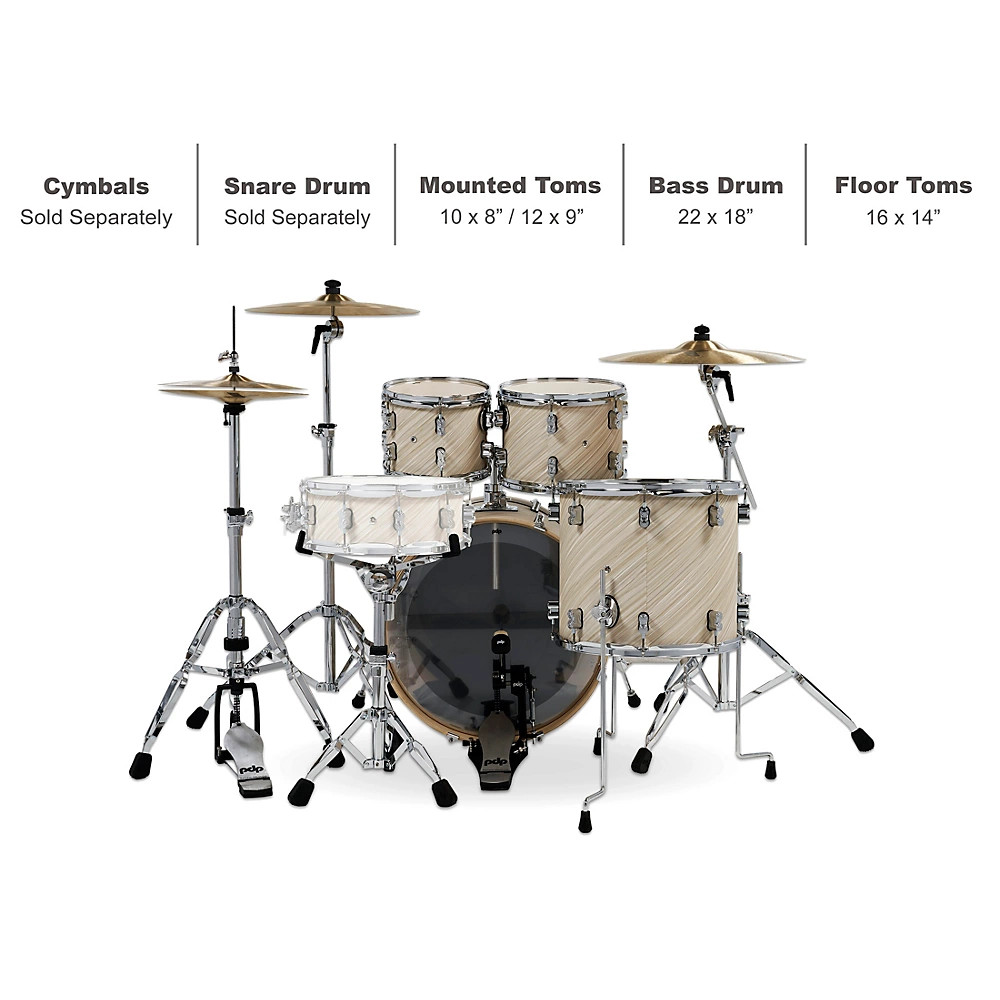 PDP by DW Concept Maple 4-Piece Shell Pack with Chrome Hardware Twisted Ivory