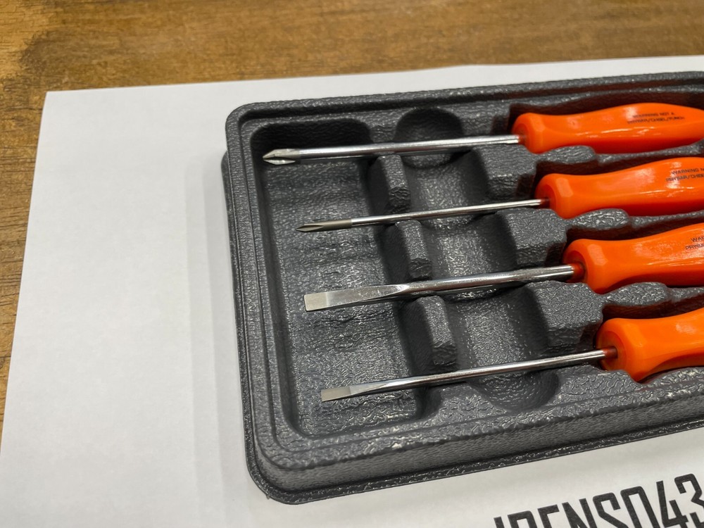 Snap-on Tools NEW ORANGE 4pc Mini Hard Grip Combination Screwdriver Set SDDX40AO