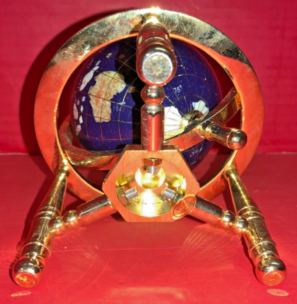 6” Globe Lapis w/ Gold Plated Stand & Box