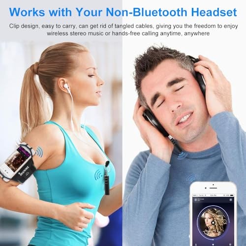 Bluetooth Audio Adapter, Portable Noise Cancelling Bluetooth 5.0 Stereo