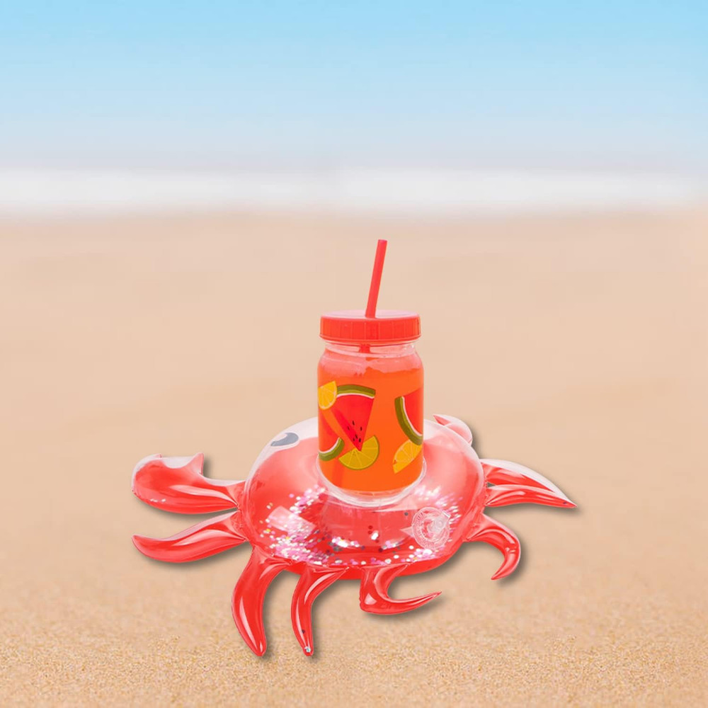 6 Pack Crab Inflatable Drink Holder, Drink Floaties Floating Drink Holder fo...