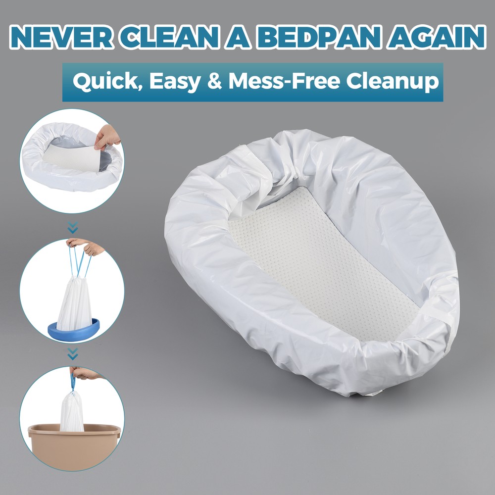 70 Pack Bedpan Liners Disposable Commode Liners with Absorbent Pads