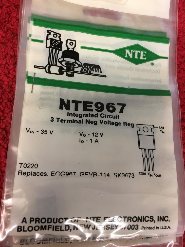 NTE 967 INTEGRATED CIRCUIT 3 TERMINAL NEG VOLTAGE REG