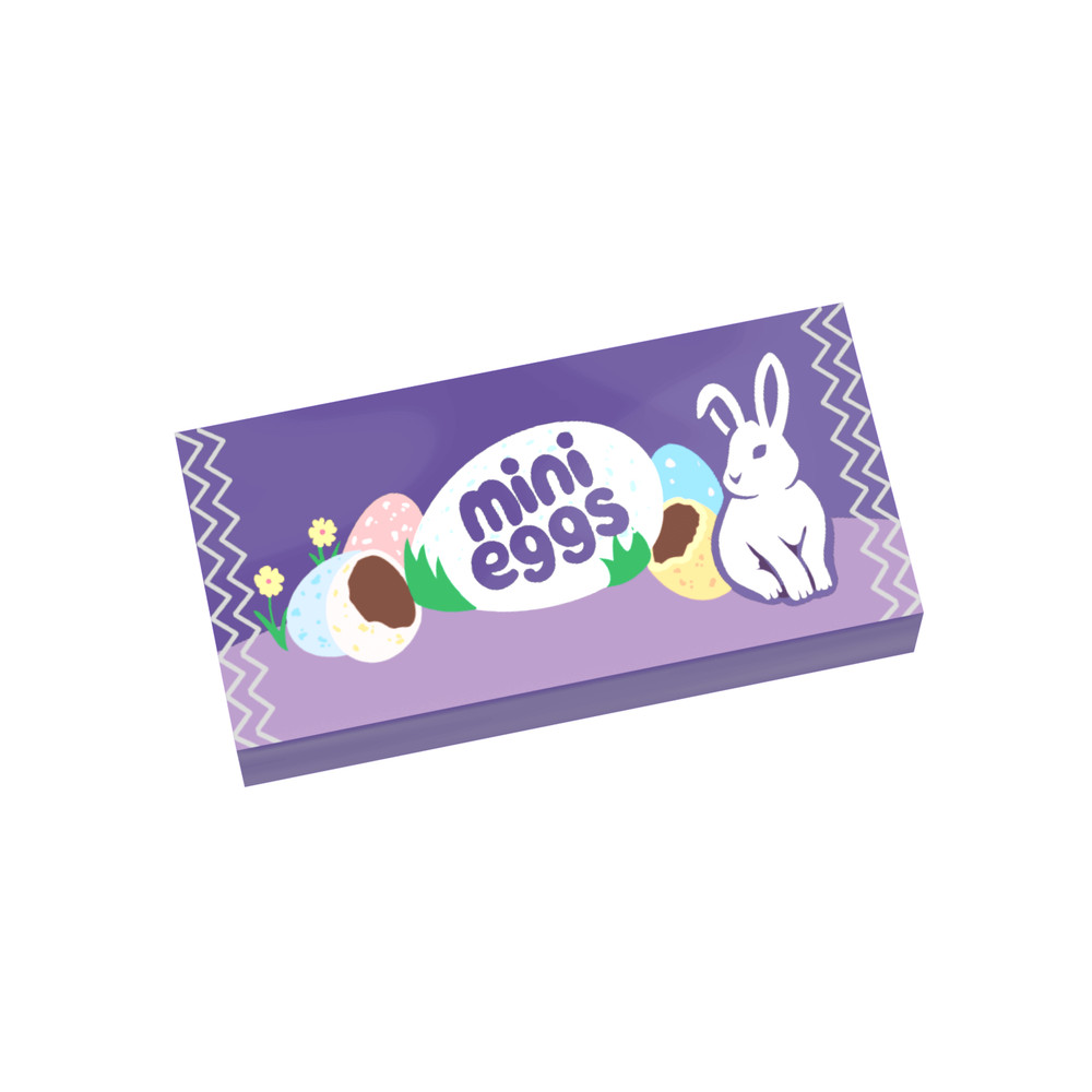 Chocolate Mini Eggs 1x2 Tile Custom Printed - Easter Candy - Minifig Accessory