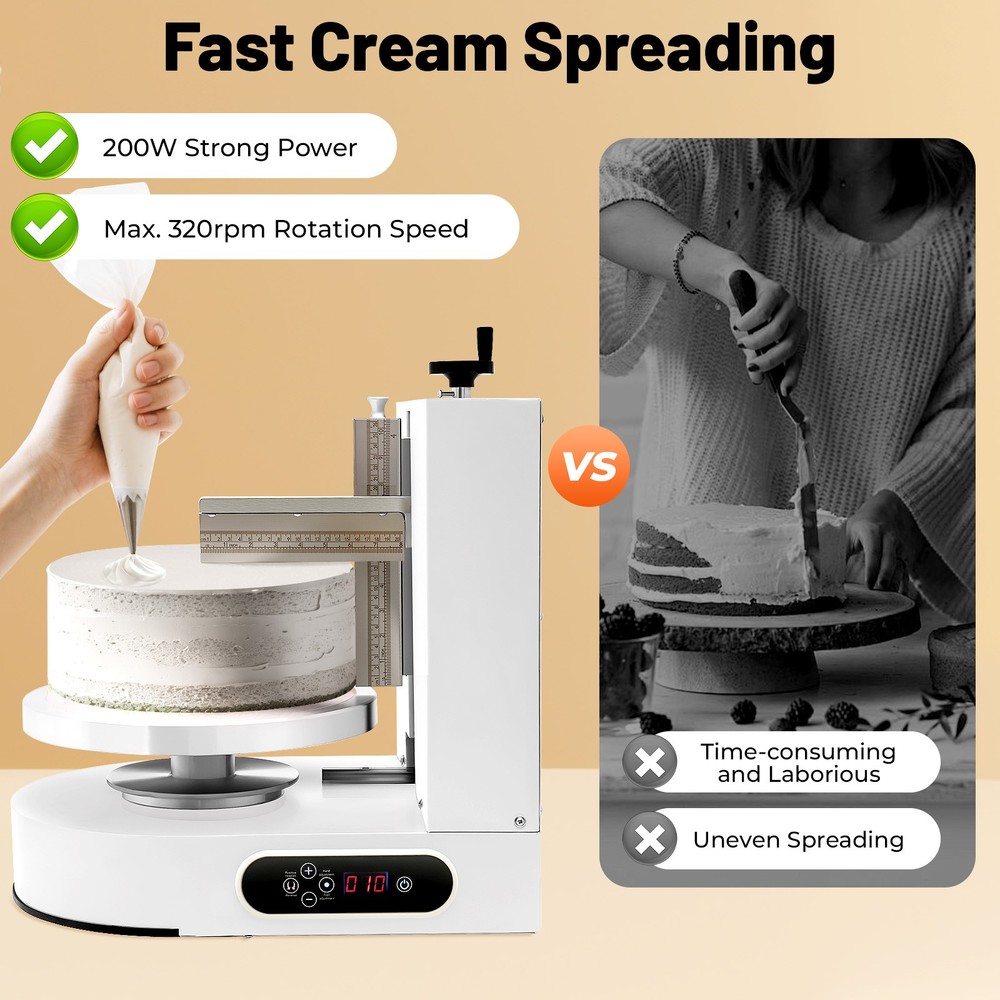 Display Smooth Cream Adjustable 4-12'' Birthday Cake Decorating Machine White