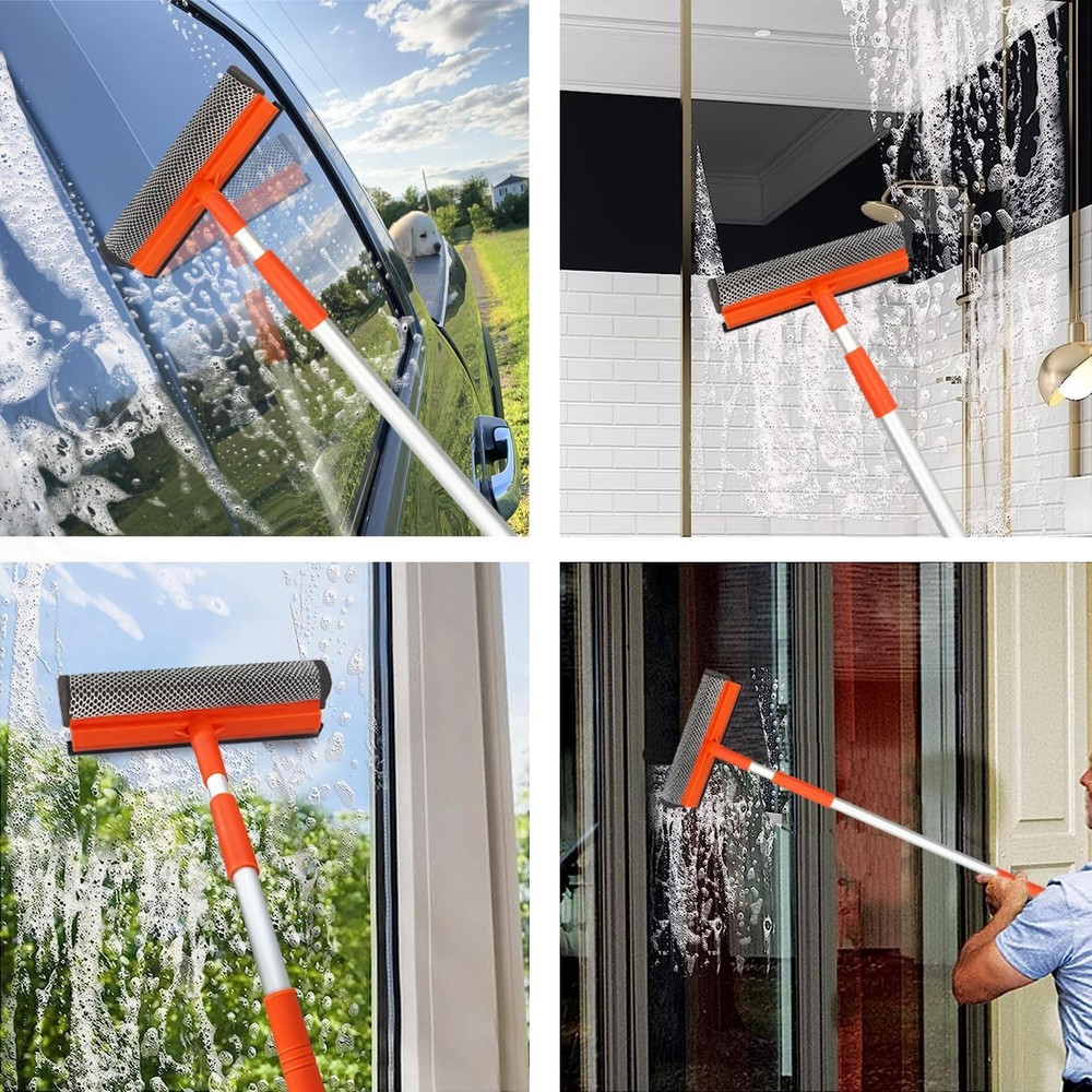 Window Squeegee for Window Cleaning with Retractable Pole, Squeegee Window Clean