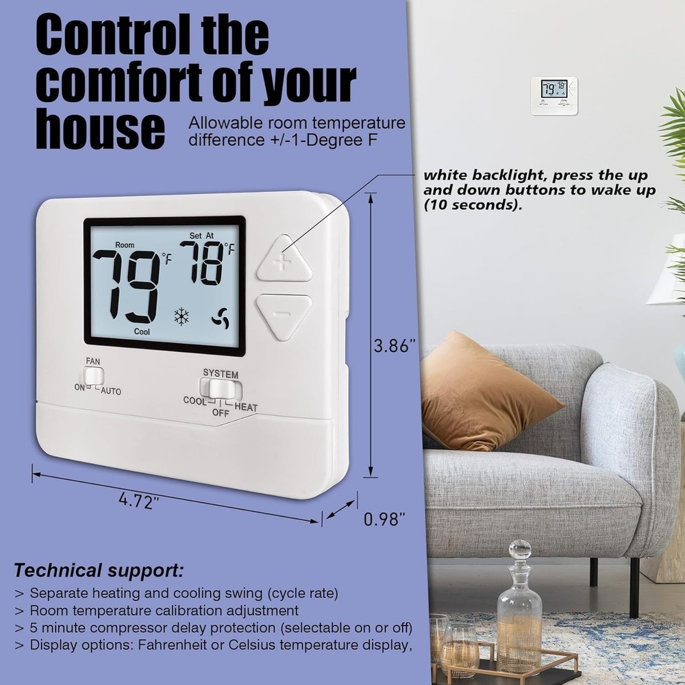 User-Friendly Non-Programmable Thermostat for Efficient Temperature Control