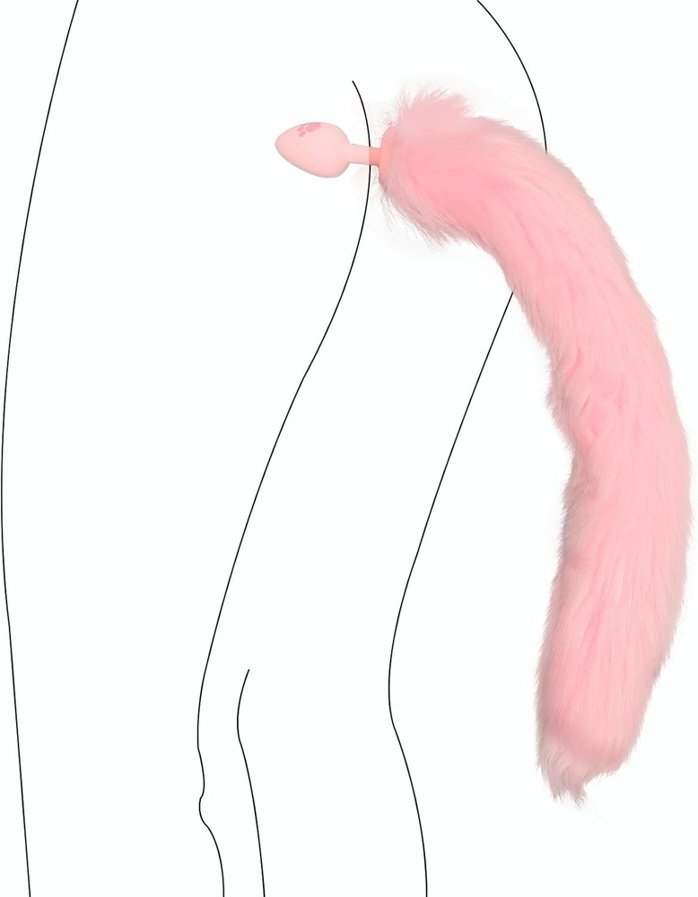 Pink Silicone Anal Tail with Three Interchangeable Butt Plugs for Beginners