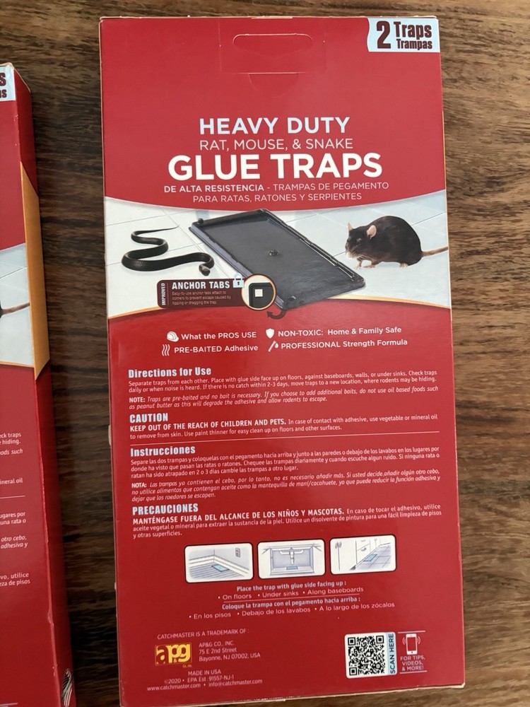 2 Catchmaster Heavy Duty Solid Glue Traps, 2 Count - for Rats, Mice & Insects