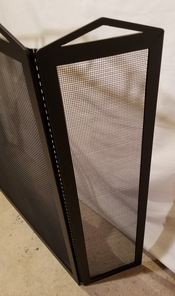 Pilgrim Large Three Panel Fireplace Screen-Black-USA Made-Excellent Condition