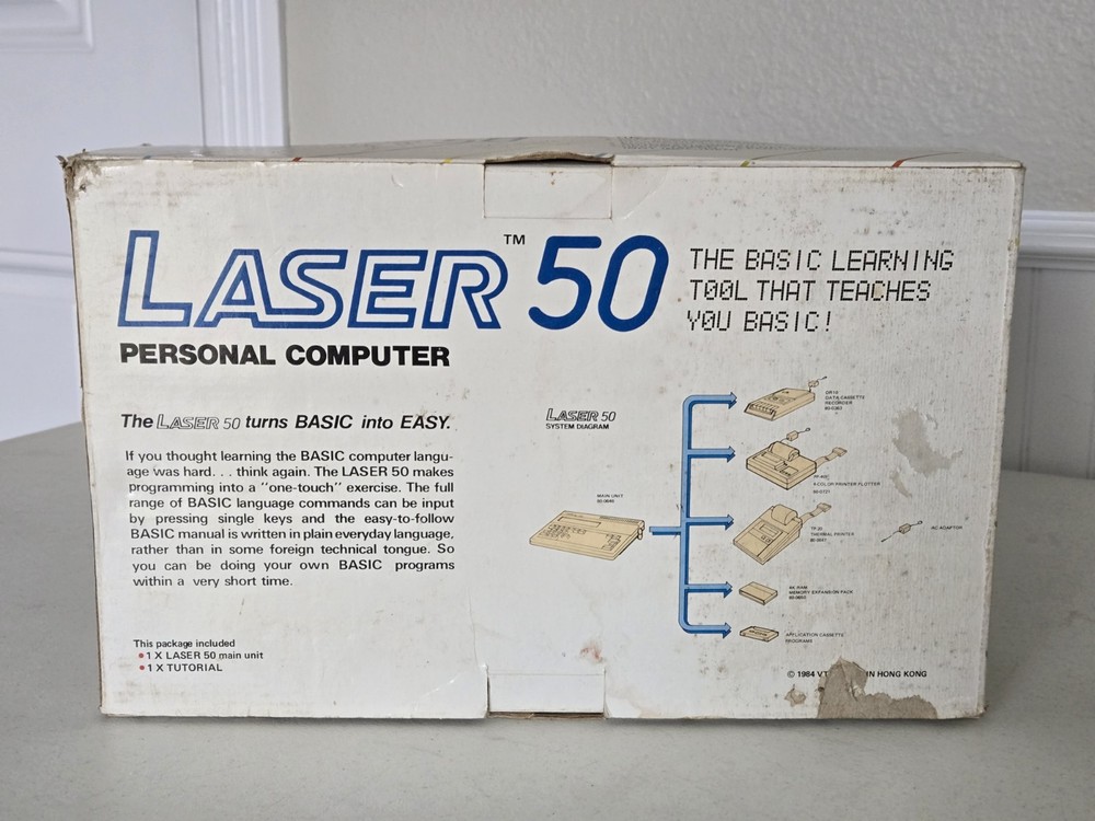 1985 Laser 50 Personal Computer *POWERS ON* in Box w/ Manual + Foam + Brouchures