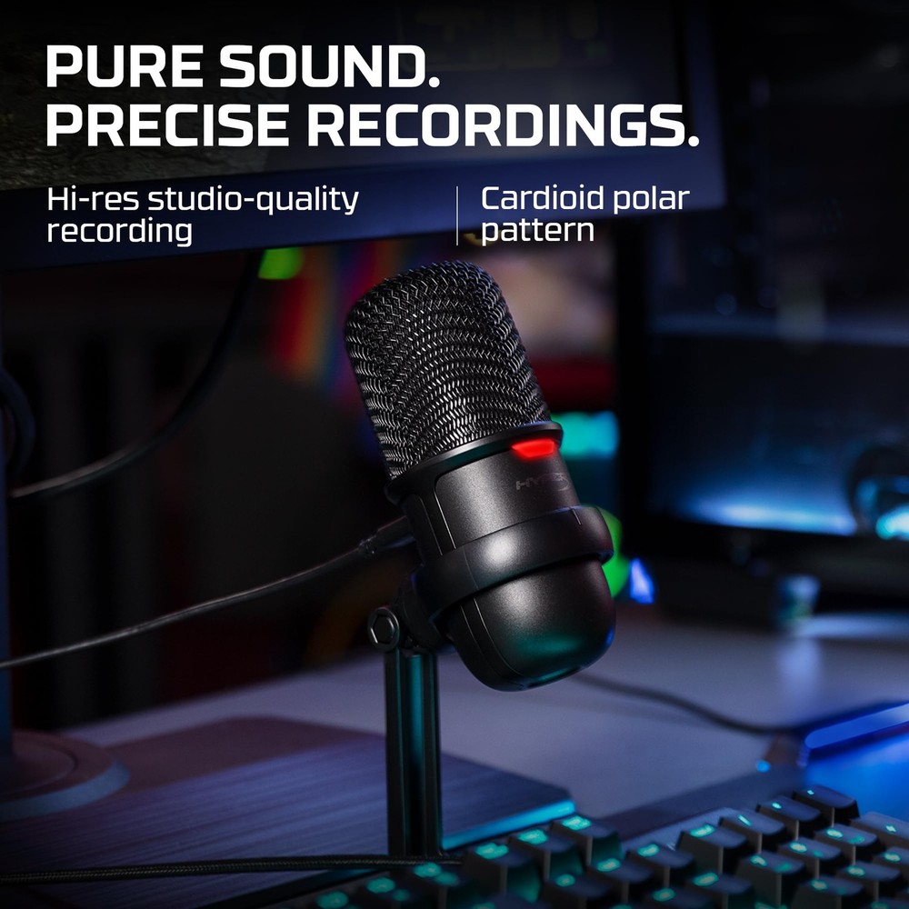 HyperX SoloCast – USB Condenser Gaming Microphone, for PC, PS4, PS5 and Mac, Tap