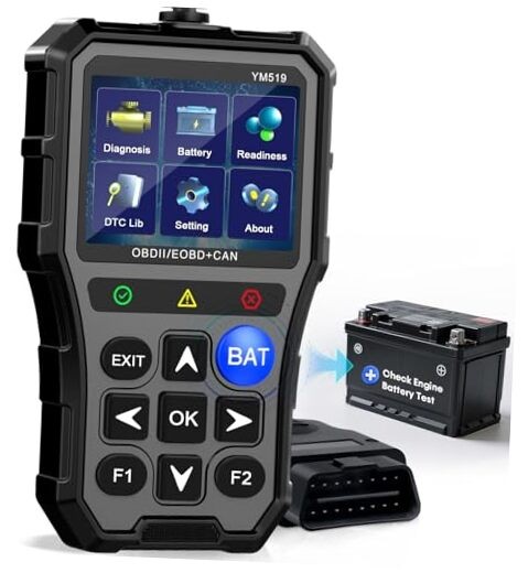 OBD2 Scanner with Battery Tester - Check Engine Light & Emissions Readiness,