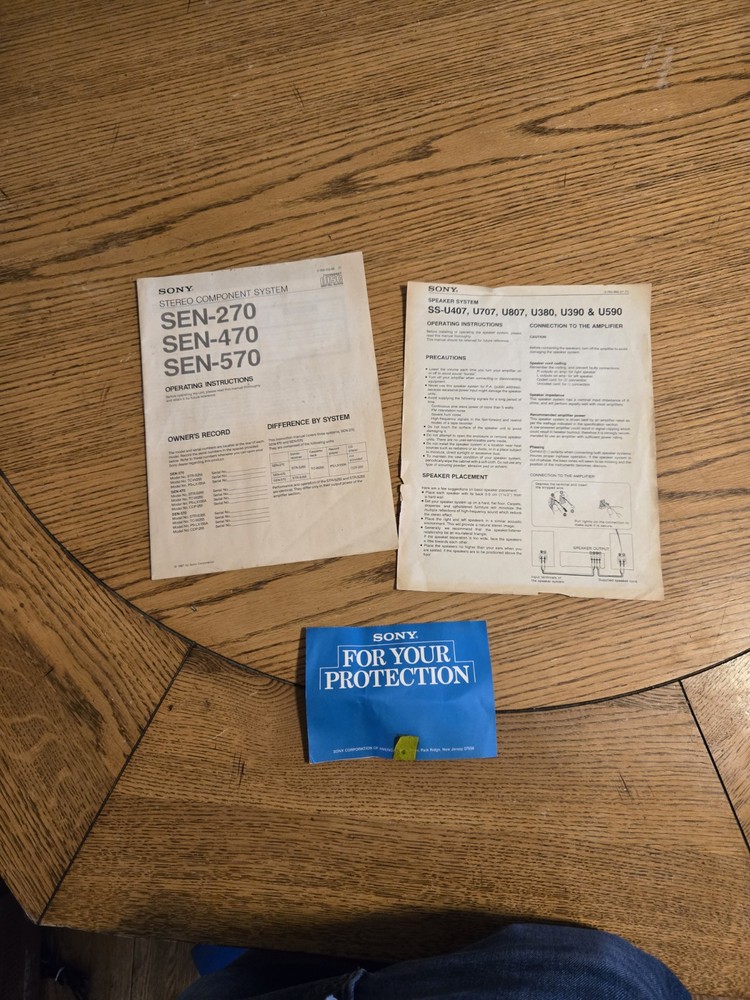 Vintage Sony Sen-570 Instruction Manual