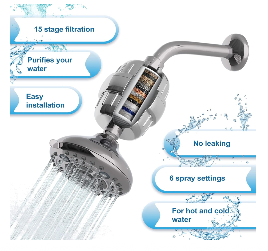 Filtered Shower Head High Pressure Shower Filter Hard Water Filter