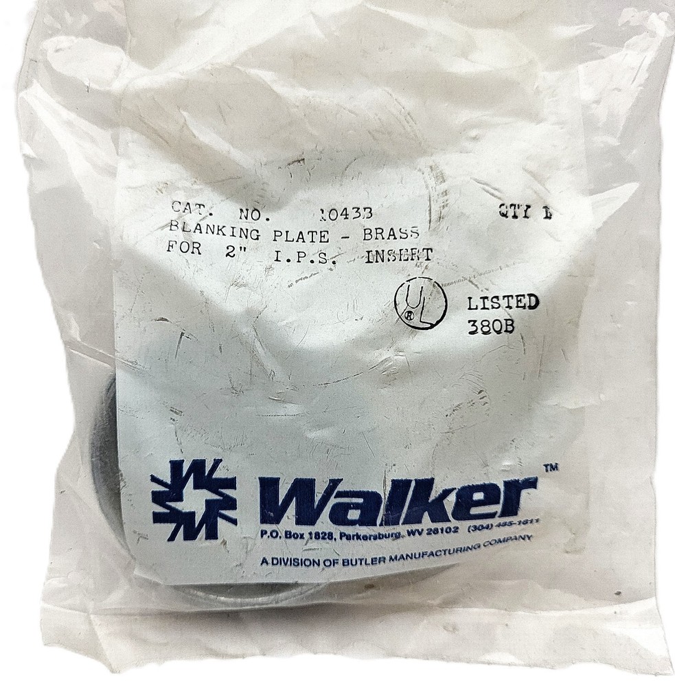 1043B WALKER BLANKING PLATE BRASS 2 INCH IPS INSERT – NEW
