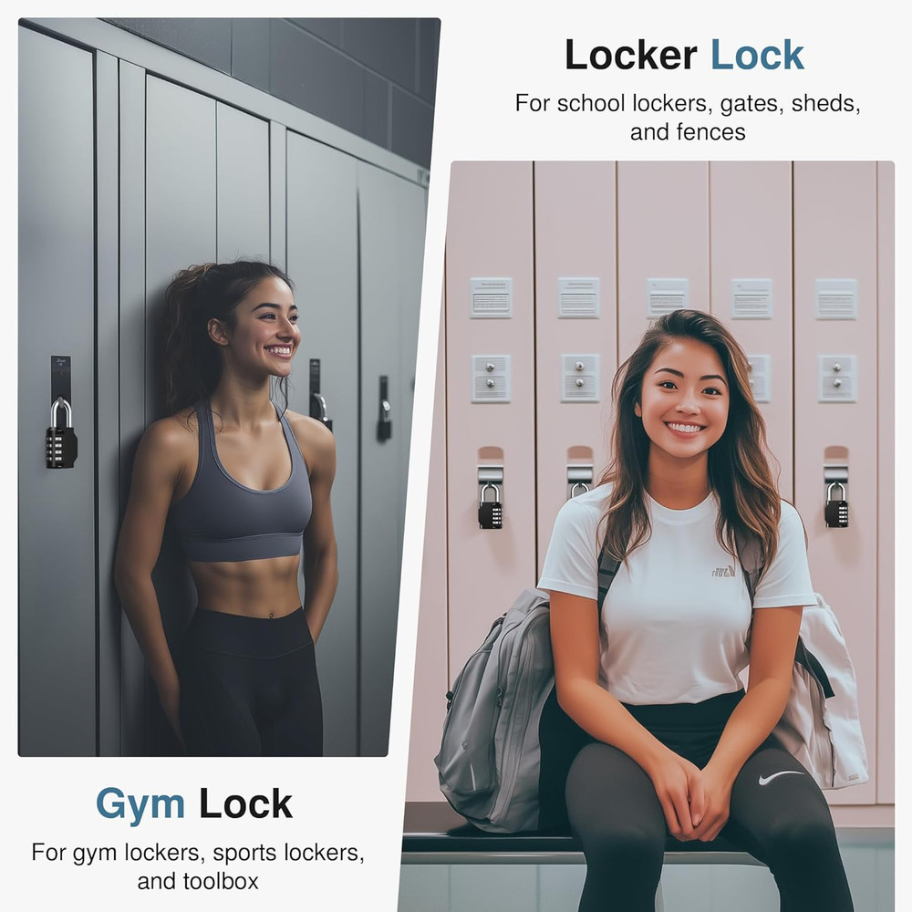 Combination Lock 10 Pack 4 Digit Waterproof Locker Locks Secure Outdoor Padlock