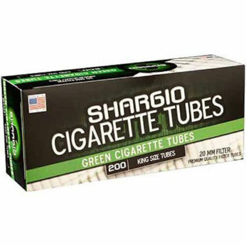 Shargio Green King Size Cigarette Filter Tubes - 200 Count Per Box & Bonus Case