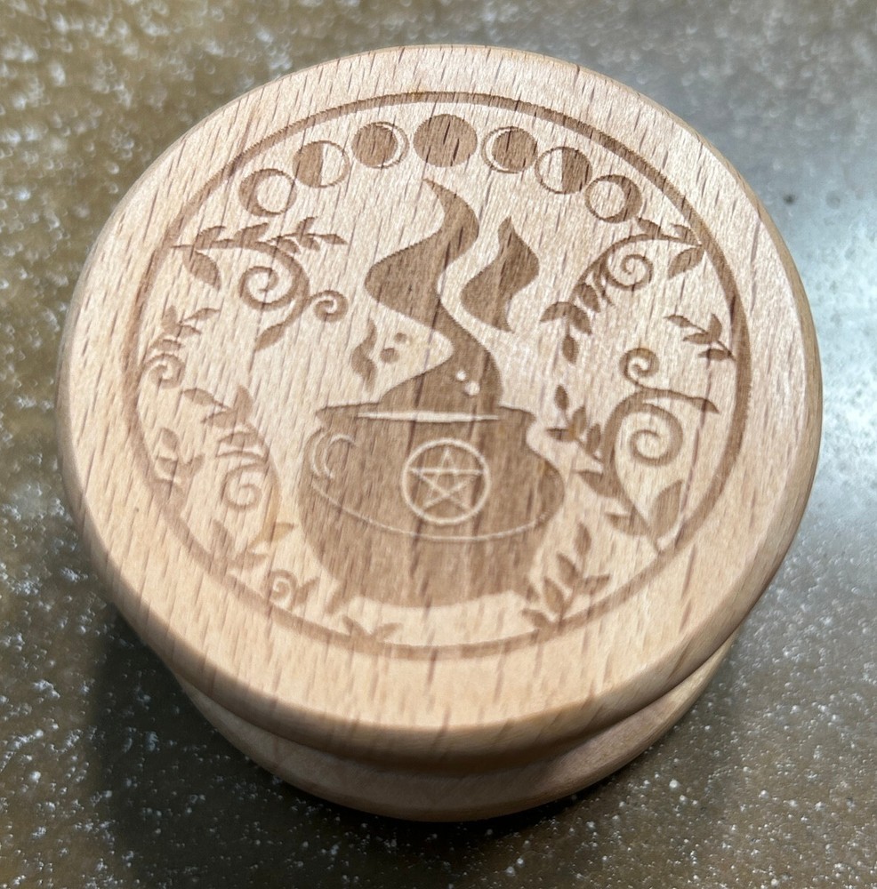 Laser-Etched Herb Grinder with a Witchy Cauldron!