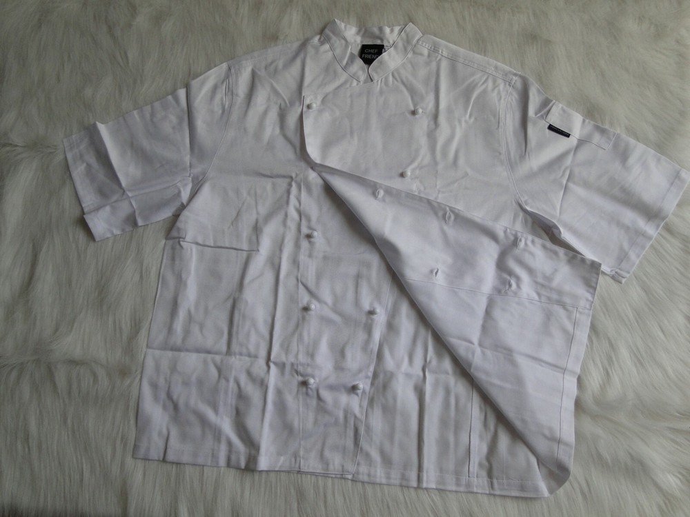 Unisex White Chef Jacket with Short Sleeves