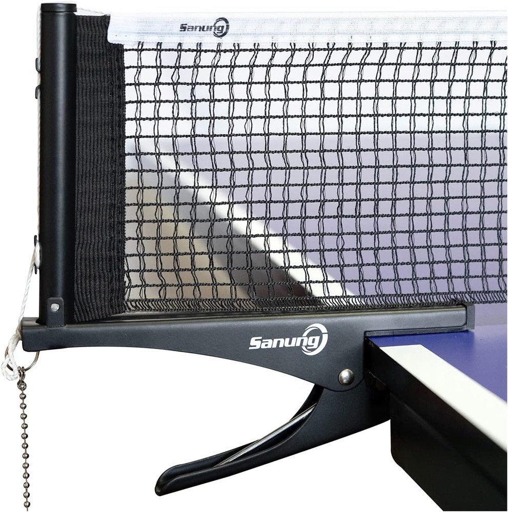 S304 Portable Table Tennis Net and Post Set Folding Spring Clamp-On with 2 Posts