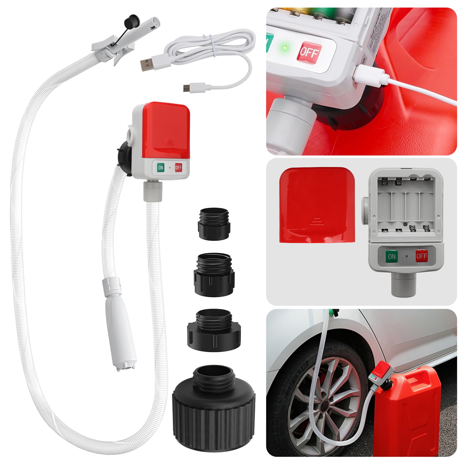 2in1 Automatic Portable Fuel Transfer Pump, Auto-Stop for Gas Diesel&Oil 3.2 GPM