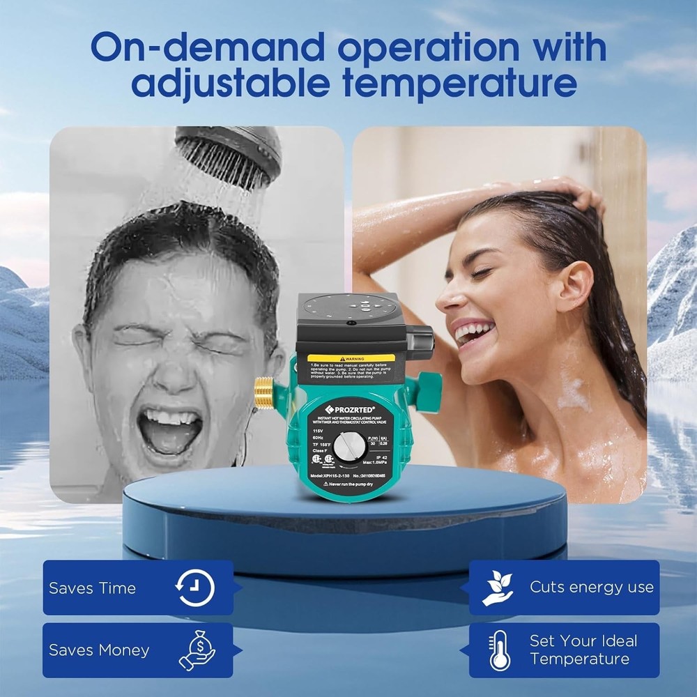 Instant Hot Water Circulating Pump with Built-in Digital Timer and Adjustable