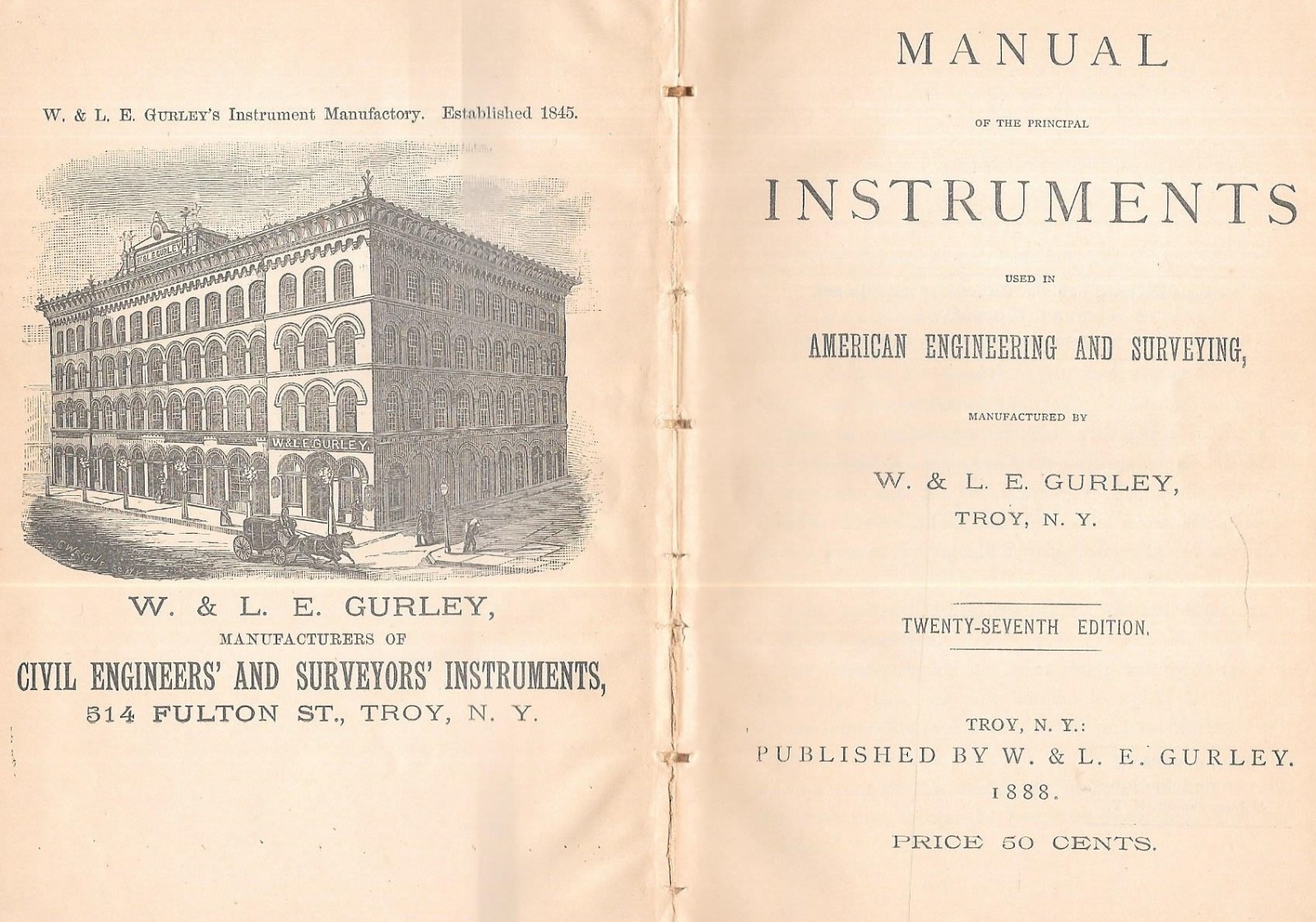 W. & L. E. GURLEY AMERICAN ENGINEERS & SURVEYING INSTRUMENTS - 1888