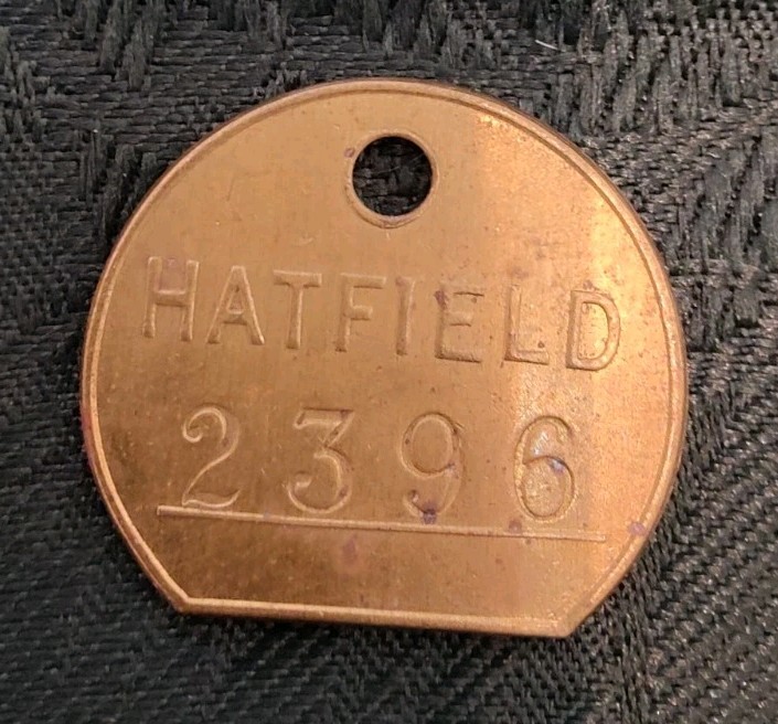 Colliery Pit Check Tally - marked HATFIELD 2396