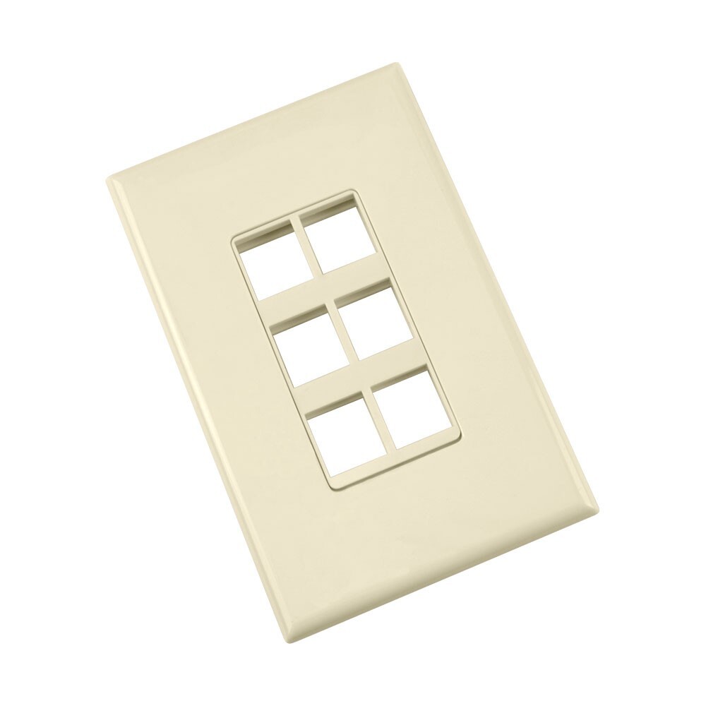 Construct Pro 6-Port Keystone Wall Plate with Screwless Face (Ivory)