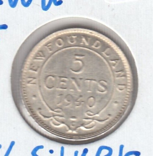 1940 C Newfoundland Five Cent Silver Coin