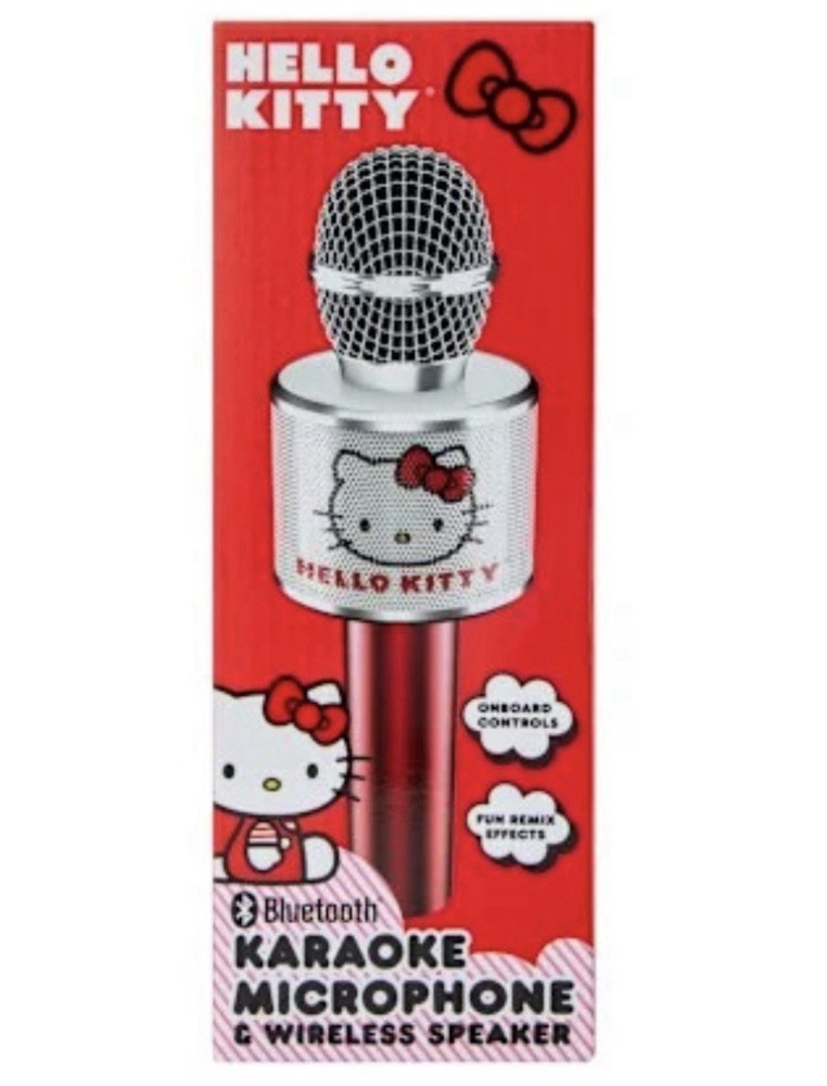 Hello Kitty Bluetooth Karaoke Microphone Wireless Speaker USB Charging RED NEW