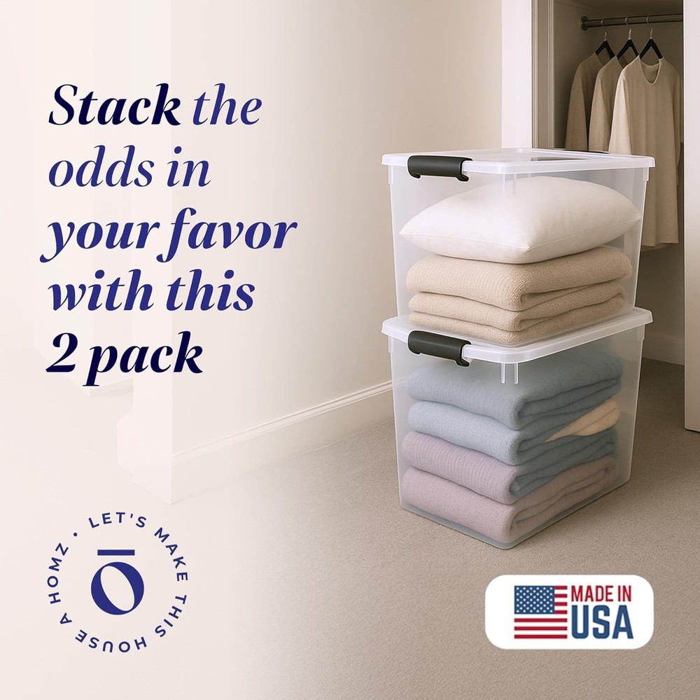 Versatile Stackable Container Boxes, 2-Pack, 112 Quart, Gray