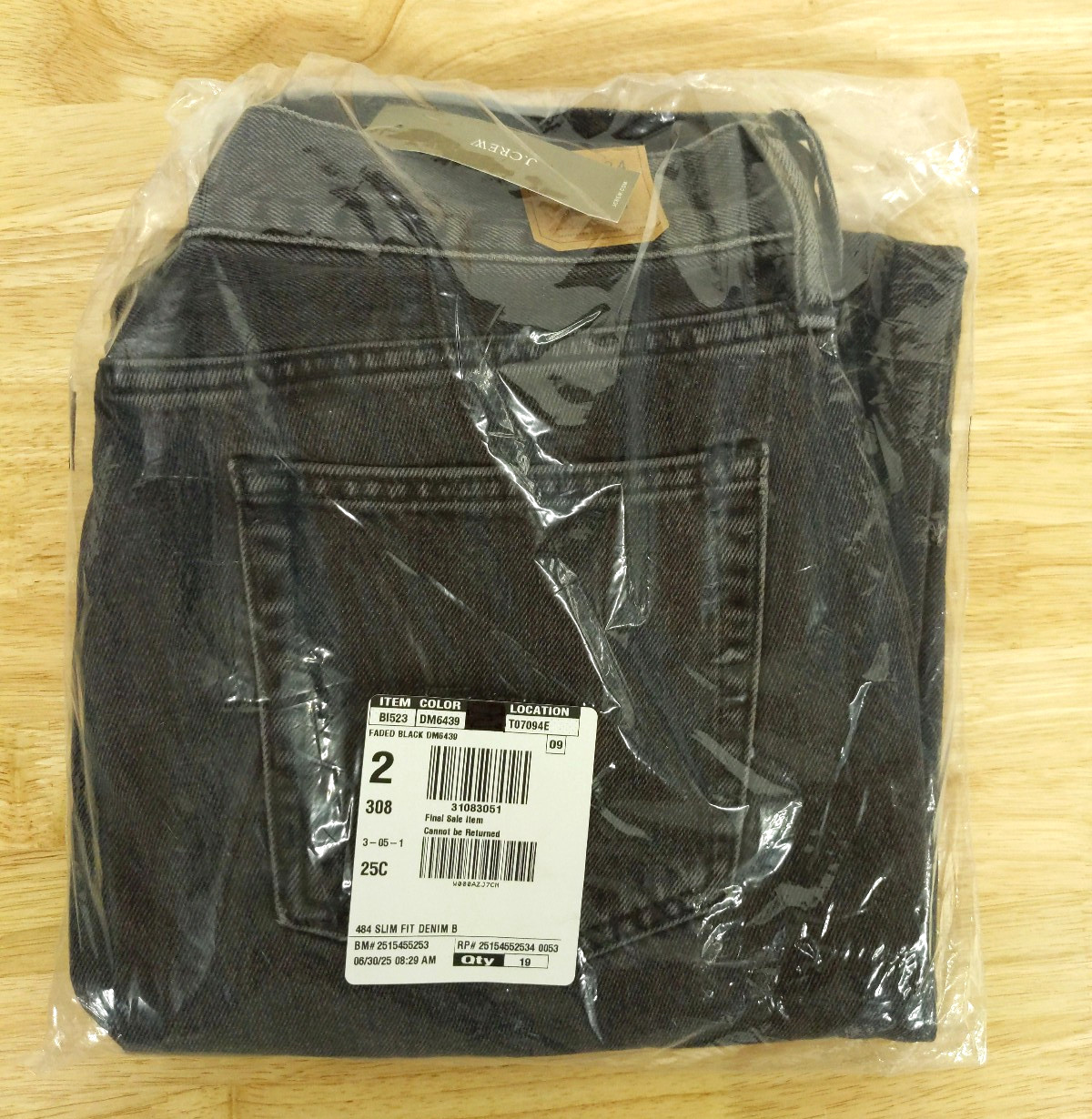 J Crew 484 Jeans Mens Black Slim Fit Tapered 100% Cotton Faded Wash Denim Pants