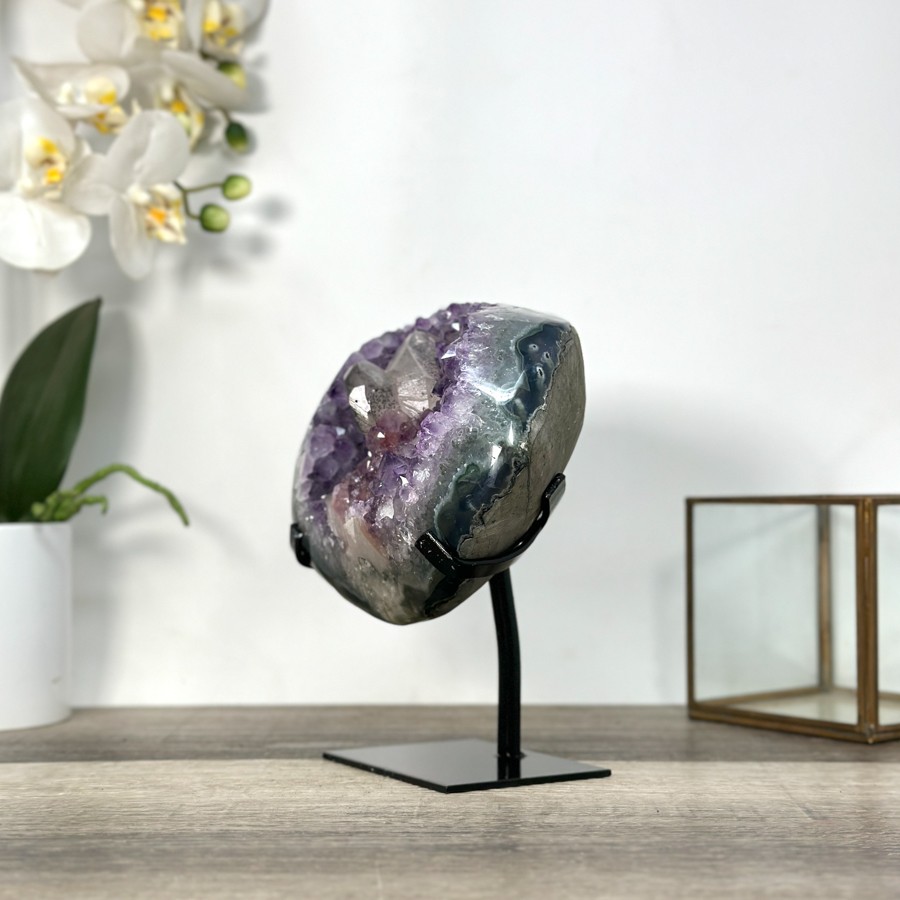 Amethyst Geode With Calcite Crystal Specimen. MWS2731
