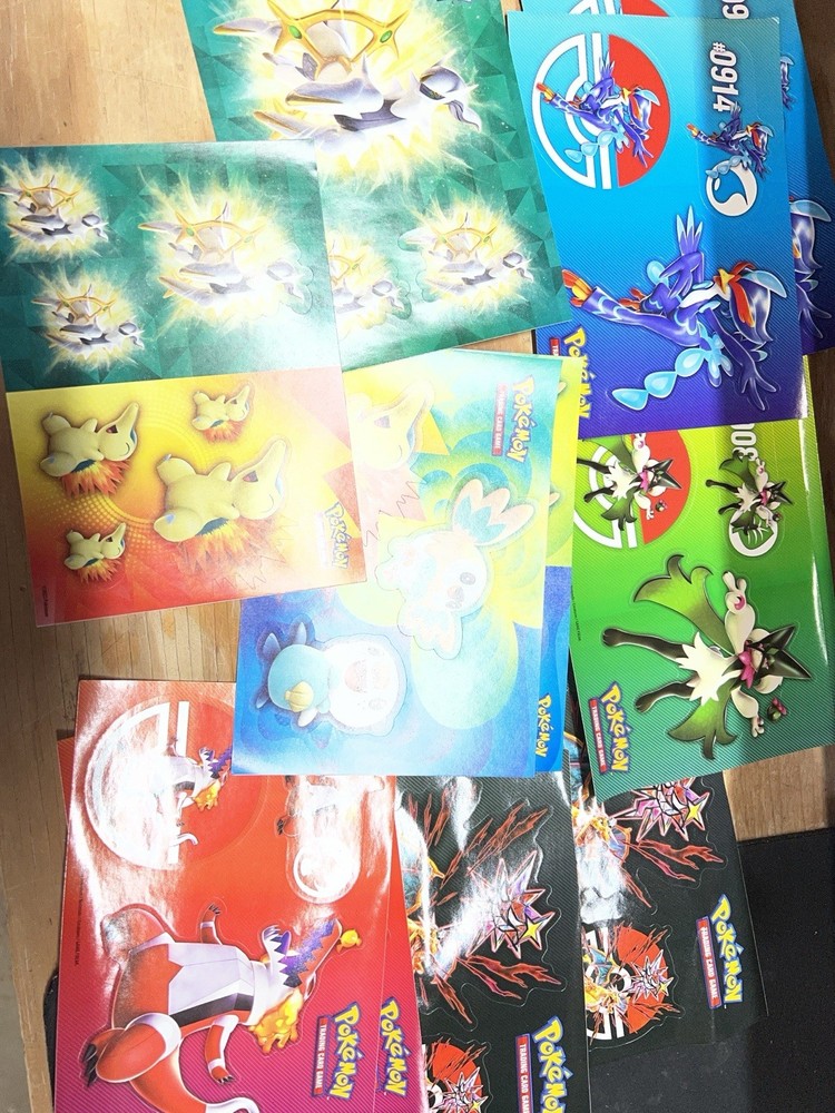 Pokemon Tin Lot Empty Storage Boxes + Mini Tins + Sticker Sheets Bulk